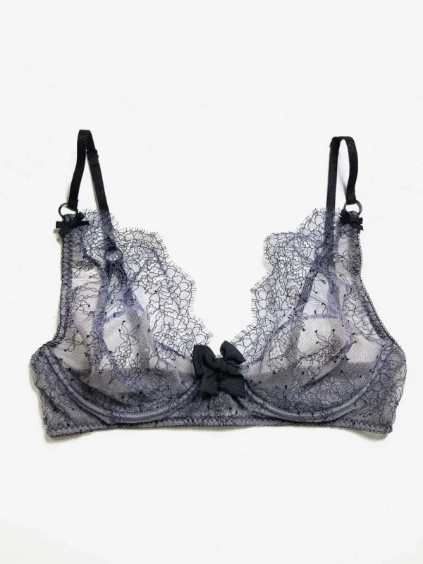 See-through bra in blue lavender lace