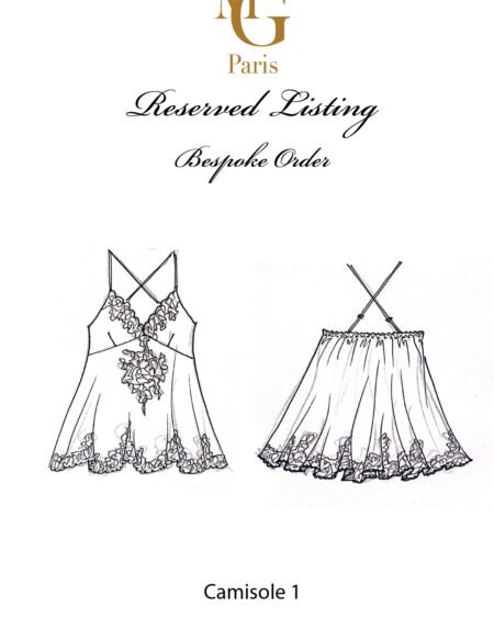 Special order - Silk satin long camisole bordered with lace Version 1