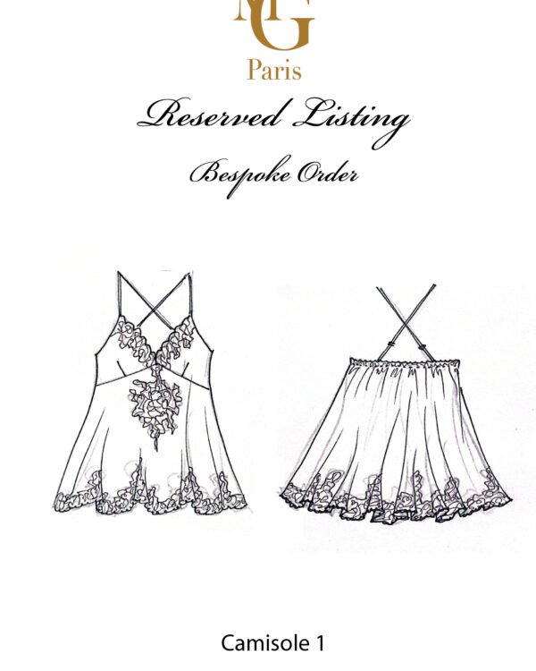 Special order - Silk satin long camisole bordered with lace Version 1