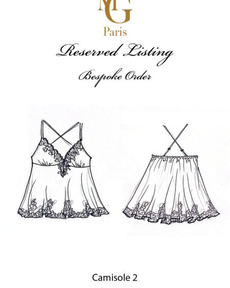 Special order - Silk satin long camisole bordered with lace Version 2