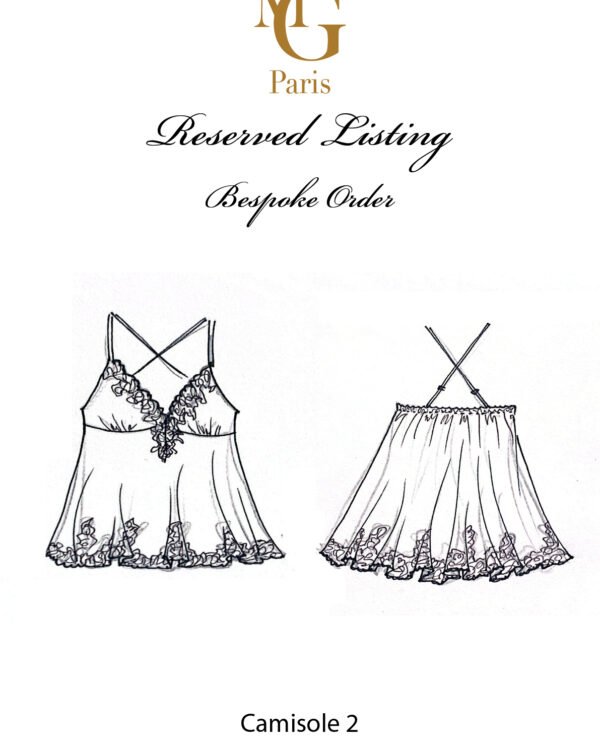Special order - Silk satin long camisole bordered with lace Version 2