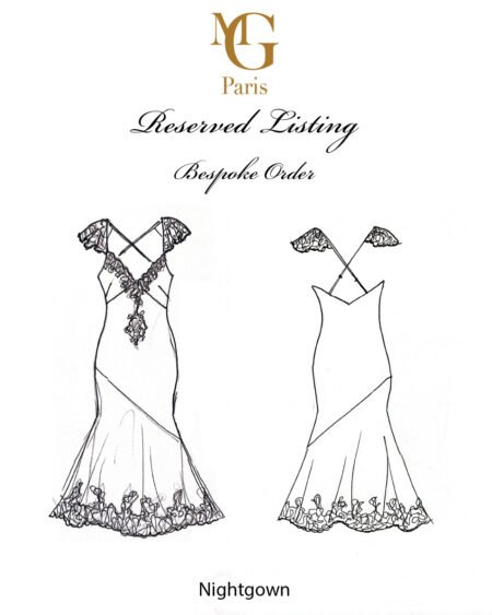 Special order - Silk satin Long nightgown bordered with lace
